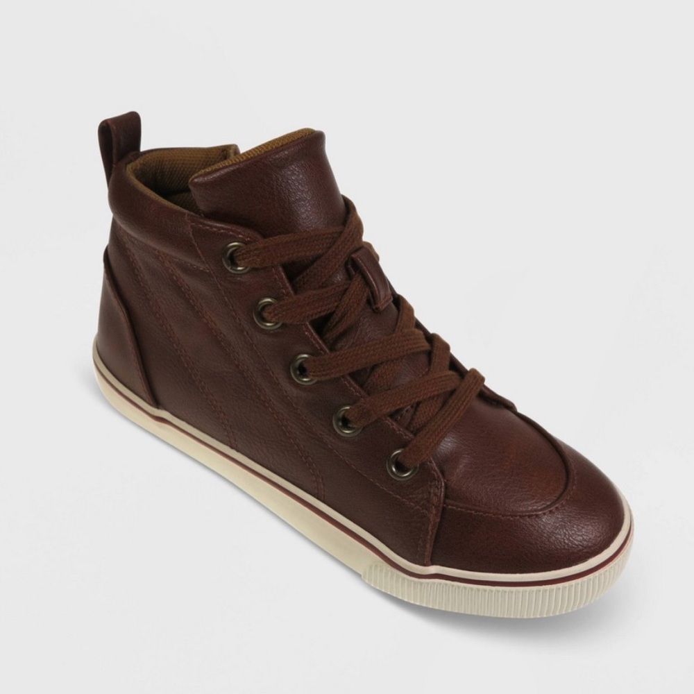 Size 3 Boys' Florian Lace-Up Zipper Sneakers